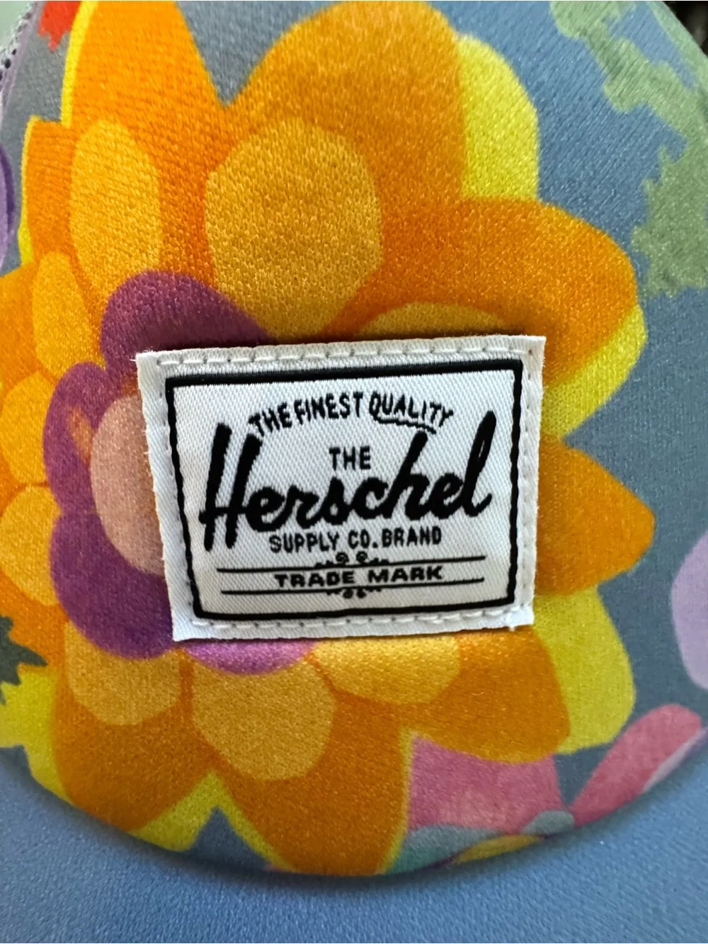 Herschel Kids Floral Trucker SnapBack Hat Blue Mesh OSFM - EUC
